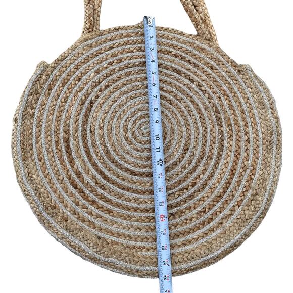 Magid Jute Woven Oversized Circle Metallic Resortwear Tote Beach Bag - Picture 4 of 11